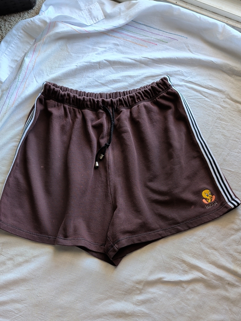 Vintage Warner Bros. Tweety Brown Athletic Shorts with Side Stripes Unisex